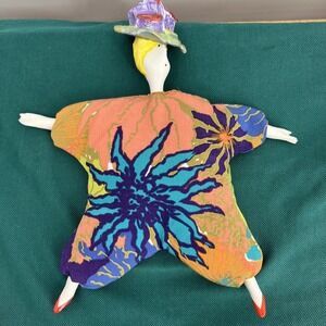 Vintage 1992 Poupee Millet Artist Art Doll Hat Is A House Signed Bean Bag 8"